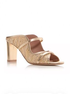 Malone Souliers Norah Cut Out Gold Raffia Mule